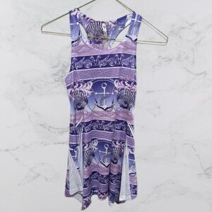 Girls Size M Purple Nautical Print Tank Dress